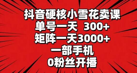 抖音硬核小雪花卖课，单号一天300+，矩阵一天3000+，一部手机0粉丝开播-墨韵博客