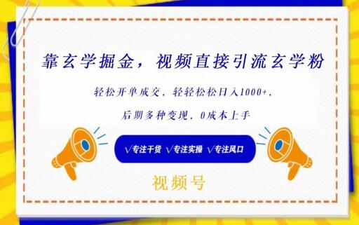 靠玄学掘金，视频直接引流玄学粉， 轻松开单成交，后期多种变现，0成本上手-墨韵博客