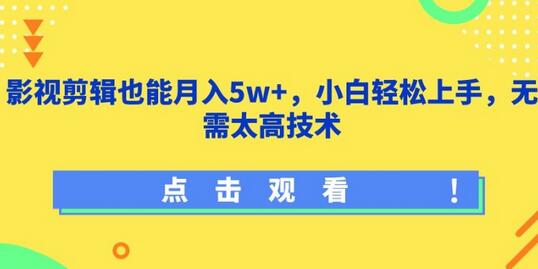 影视剪辑也能月入5w+，小白轻松上手，无需太高技术-墨韵博客