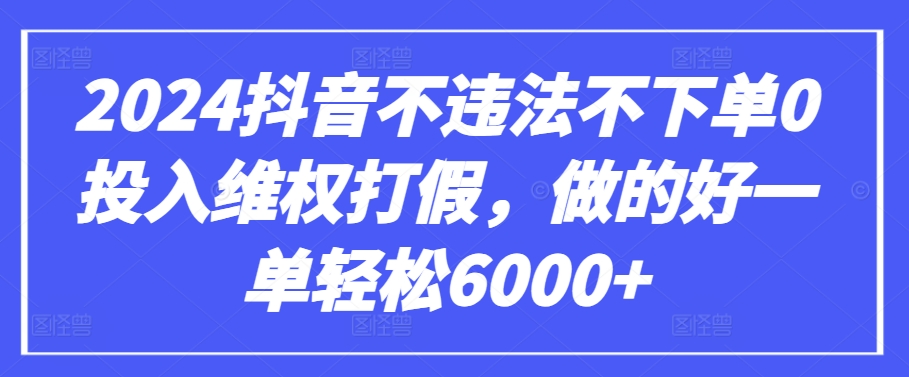 2024抖音不违法不下单0投入维Q打J，做的好一单轻松6000+【仅揭秘】-墨韵博客