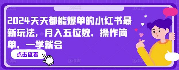2024天天都能爆单的小红书最新玩法，月入五位数，操作简单，一学就会-墨韵博客