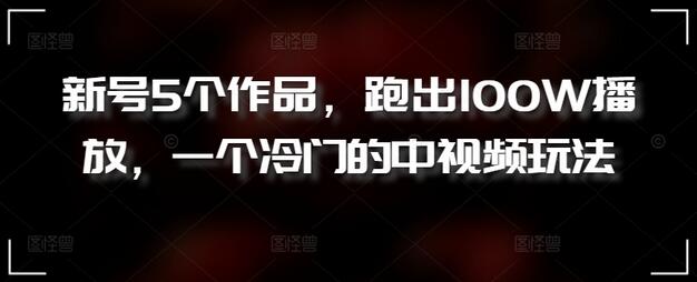 新号5个作品，跑出100W播放，一个冷门的中视频玩法-墨韵博客
