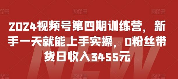 2024视频号第四期训练营，新手一天就能上手实操，0粉丝带货日收入3455元-墨韵博客