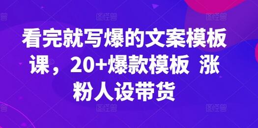 看完就写爆的文案模板课，20+爆款模板 涨粉人设带货-墨韵博客