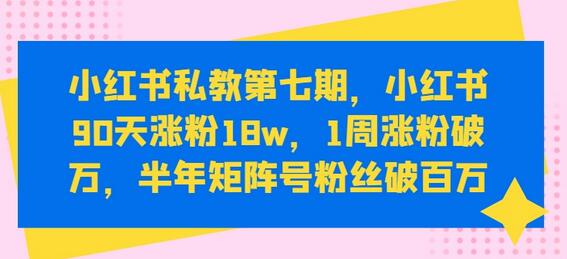 小红书私教第七期，小红书90天涨粉18w，1周涨粉破万，半年矩阵号粉丝破百万-墨韵博客