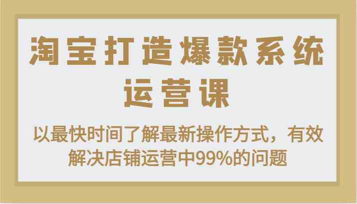 淘宝打造爆款系统运营课：以最快时间了解最新操作方式，有效解决店铺运营中99%的问题-墨韵博客