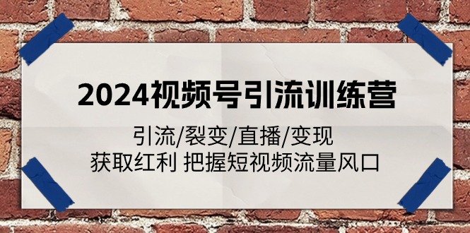 2024视频号引流训练营：引流/裂变/直播/变现 获取红利 把握短视频流量风口-墨韵博客