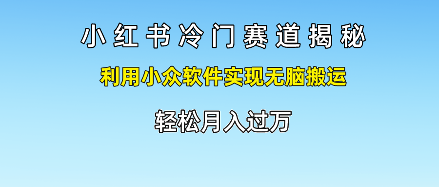 小红书冷门赛道揭秘,利用小众软件实现无脑搬运，轻松月入过万-墨韵博客