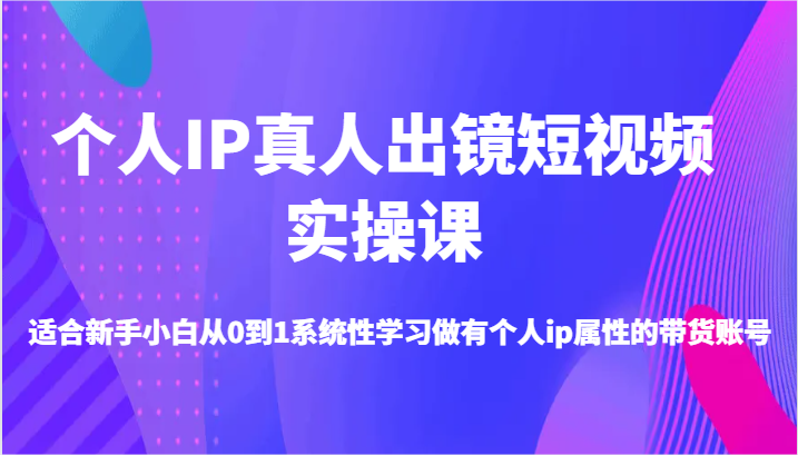 个人IP真人出镜短视频实操课-适合新手小白从0到1系统性学习做有个人ip属性的带货账号-墨韵博客