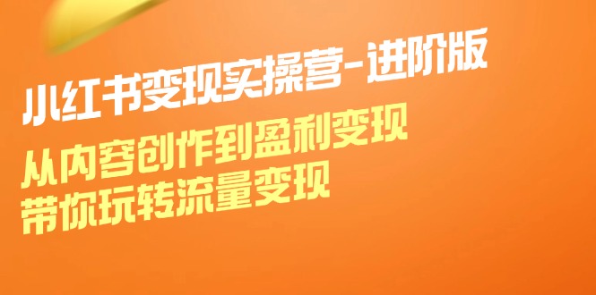 小红书变现实操营进阶版：从内容创作到盈利变现，带你玩转流量变现-墨韵博客