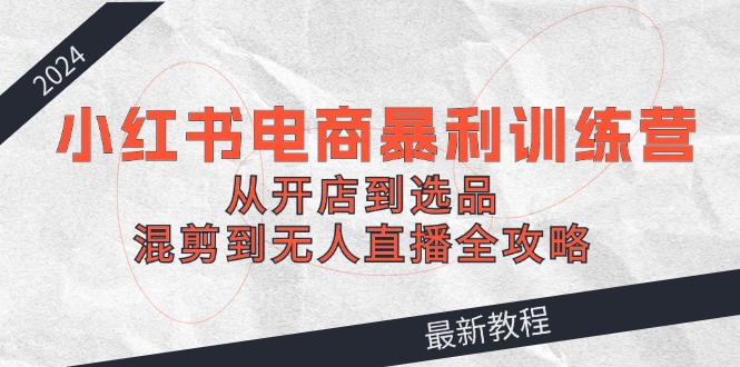 2024小红书电商暴利训练营：从开店到选品，混剪到无人直播全攻略-墨韵博客