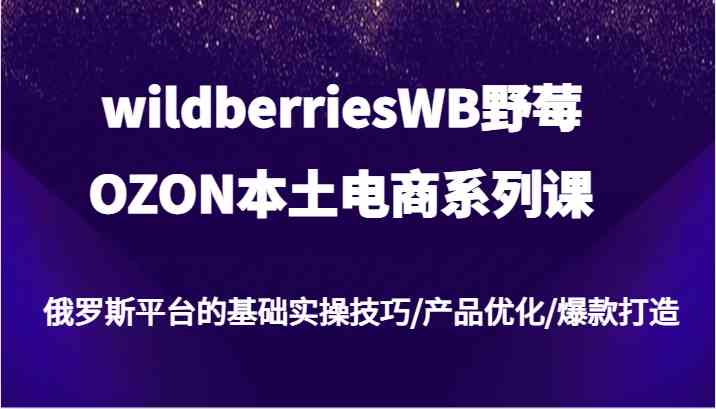 wildberriesWB野莓/OZON本土电商系列课，俄罗斯平台的基础实操技巧/产品优化/爆款打造-墨韵博客