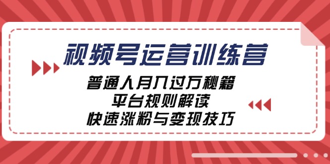 视频号运营训练营：普通人月入过万秘籍，平台规则解读，快速涨粉与变现-墨韵博客