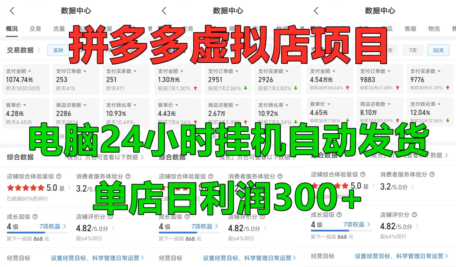 拼多多虚拟店铺项目，电脑挂机自动发货，单店日利润300+-墨韵博客