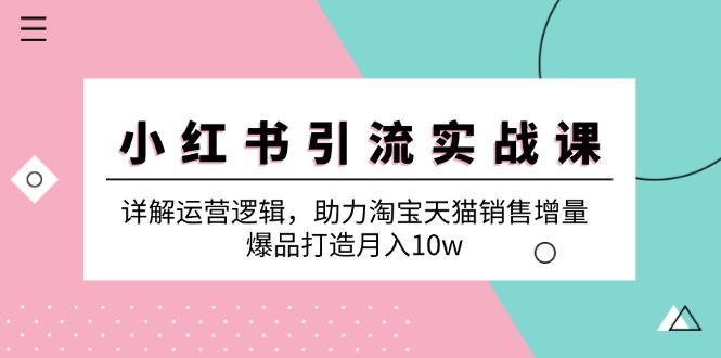 小红书引流实战课：详解运营逻辑，助力淘宝天猫销售增量，爆品打造月入10w-墨韵博客
