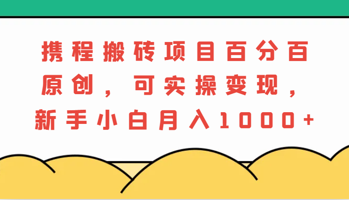 携程搬砖项目，百分百原创，可实操变现，新手小白月入1000+-墨韵博客