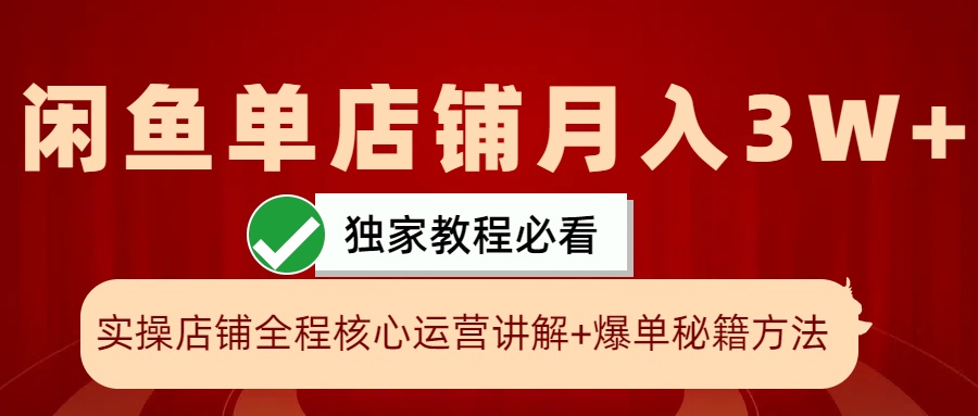 闲鱼单店铺月入3W+实操展示，爆单核心秘籍，一学就会-墨韵博客