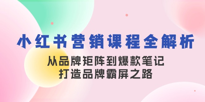 小红书营销课程全解析，从品牌矩阵到爆款笔记，打造品牌霸屏之路-墨韵博客