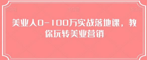 美业人0-100万实战落地课，教你玩转美业营销-墨韵博客