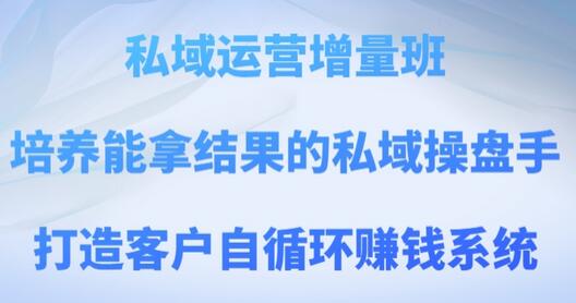 私域运营增量班，培养能拿结果的私域操盘手，打造客户自循环赚钱系统-墨韵博客