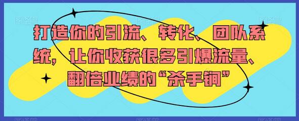 打造你的引流、转化、团队系统，让你收获很多引爆流量、翻倍业绩的“杀手锏”-墨韵博客