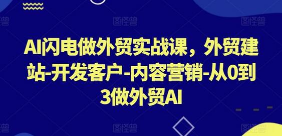 AI闪电做外贸实战课，​外贸建站-开发客户-内容营销-从0到3做外贸AI-墨韵博客