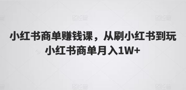 小红书商单赚钱课，从刷小红书到玩小红书商单月入1W+-墨韵博客