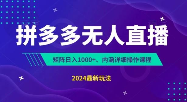 拼多多无人直播不封号，0投入，3天必起，无脑挂机，日入1k+【揭秘】-墨韵博客