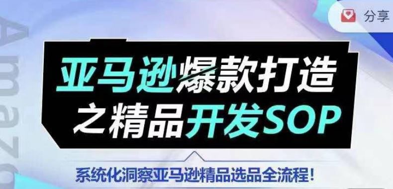 【训练营】亚马逊爆款打造之精品开发SOP，系统化洞察亚马逊精品选品全流程-墨韵博客
