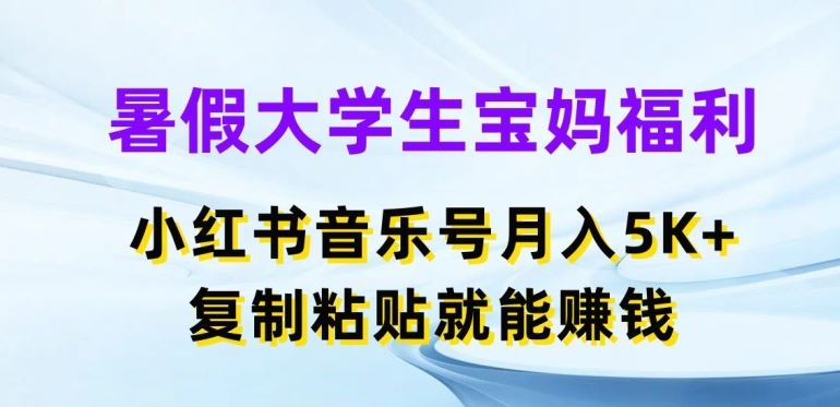 暑假大学生宝妈福利，小红书音乐号月入5000+，复制粘贴就能赚钱【揭秘】-墨韵博客