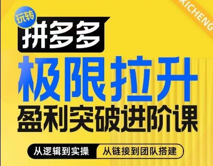 拼多多极限拉升盈利突破进阶课，​从算法到玩法，从玩法到团队搭建，体系化系统性帮助商家实现利润提升-墨韵博客