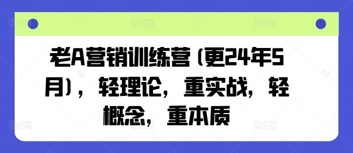 老A营销训练营(更24年6月)，轻理论，重实战，轻概念，重本质-墨韵博客