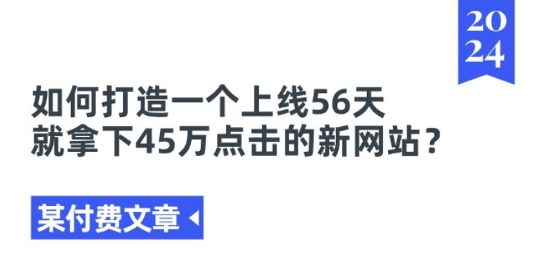 某付费文章《如何打造一个上线56天就拿下45万点击的新网站?》-墨韵博客