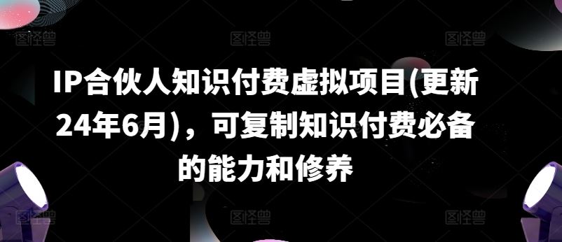 IP合伙人知识付费虚拟项目(更新24年6月)，可复制知识付费必备的能力和修养-墨韵博客