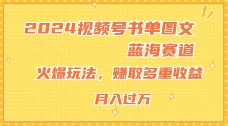 2024视频号书单图文蓝海赛道，火爆玩法，赚取多重收益，小白轻松上手，月入上万【揭秘】-墨韵博客