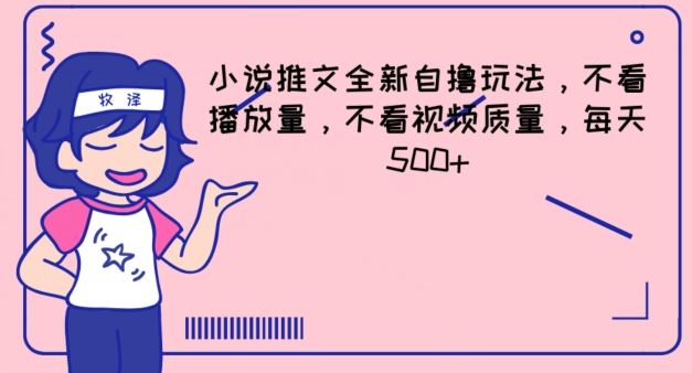 小说推文全新自撸玩法，不看播放量，不看视频质量，每天500+【揭秘】-墨韵博客