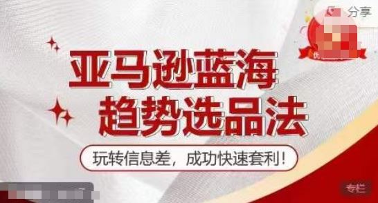 【训练营】亚马逊蓝海趋势选品法，玩转信息差，成功快速套利-墨韵博客