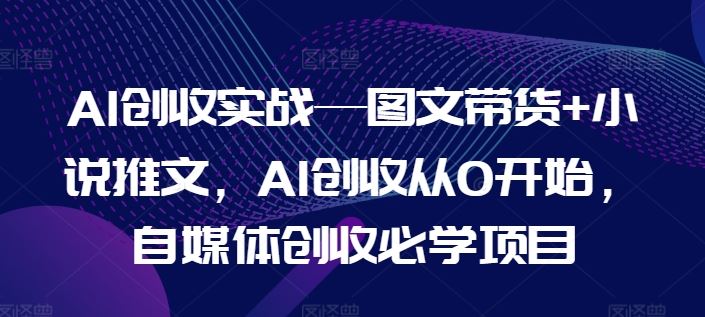 AI创收实战—图文带货+小说推文，AI创收从0开始，自媒体创收必学项目-墨韵博客