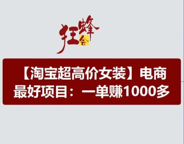 淘宝超高价女装项目，电商最好赛道，一单赚1000多-墨韵博客