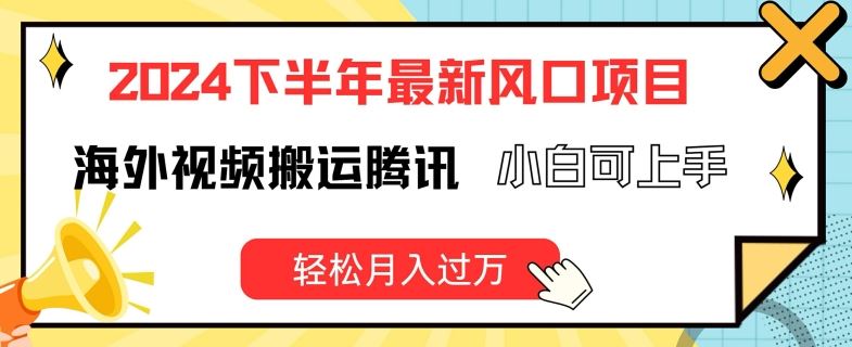 2024下半年最新风口项自，海外视频搬运腾讯，小白可上手，轻松月入过万【揭秘】-墨韵博客