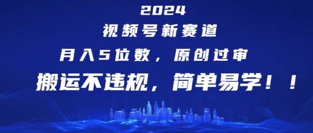 2024视频号新赛道，月入5位数+，原创过审，搬运不违规，简单易学【揭秘】-墨韵博客