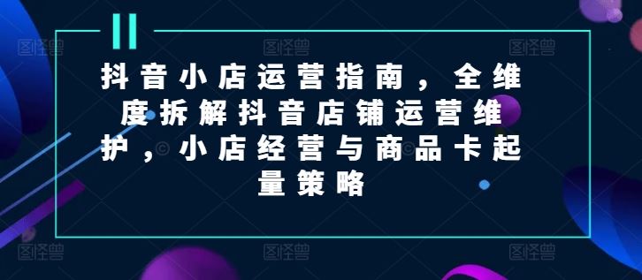 抖音小店运营指南，全维度拆解抖音店铺运营维护，小店经营与商品卡起量策略-墨韵博客