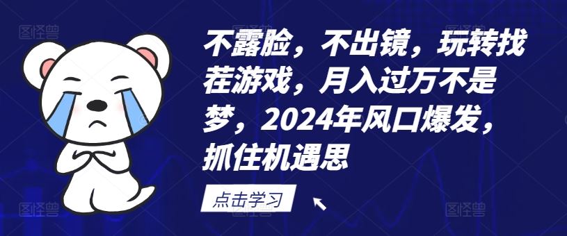 不露脸，不出镜，玩转找茬游戏，月入过万不是梦，2024年风口爆发，抓住机遇【揭秘】-墨韵博客