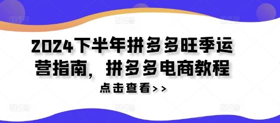 2024下半年拼多多旺季运营指南，拼多多电商教程-墨韵博客