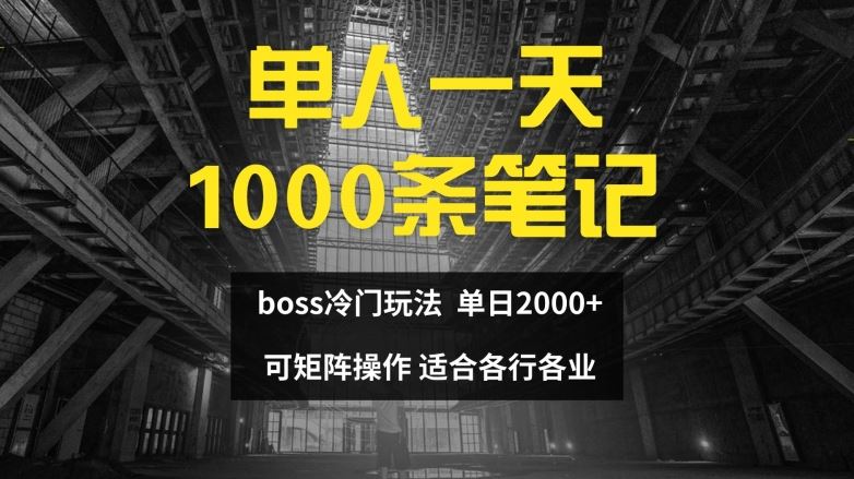 单人一天1000条笔记，日入2000+，BOSS直聘的正确玩法【揭秘】-墨韵博客