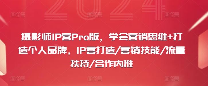 摄影师IP营Pro版，学会营销思维+打造个人品牌，IP营打造/营销技能/流量扶持/合作内推-墨韵博客