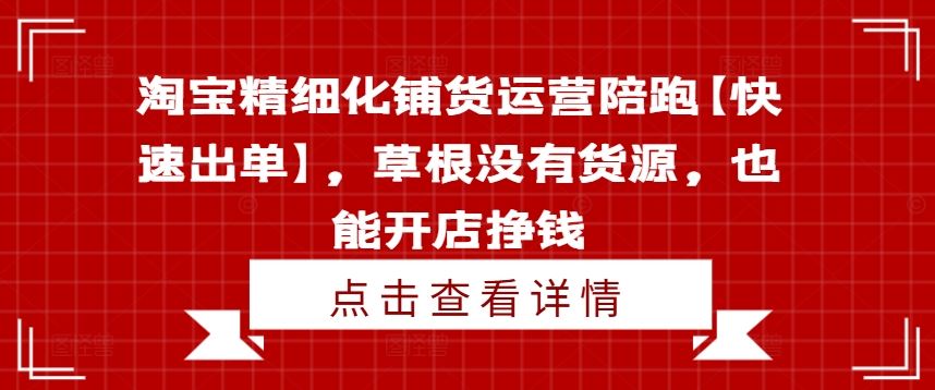 淘宝精细化铺货运营陪跑【快速出单】，草根没有货源，也能开店挣钱-墨韵博客