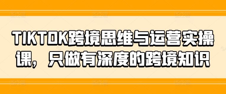 TIKTOK跨境思维与运营实操课，只做有深度的跨境知识-墨韵博客