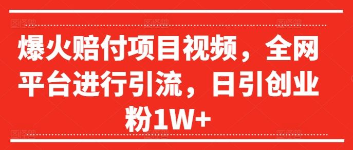 爆火赔付项目视频，全网平台进行引流，日引创业粉1W+【揭秘】-墨韵博客