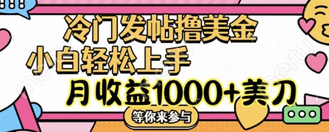 冷门发帖撸美金项目，月收益1000+美金，简单无脑，干就完了【揭秘】-墨韵博客